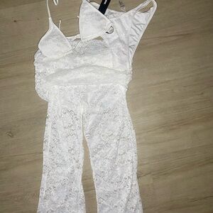 Fashion Nova White Lace Swimwear Set